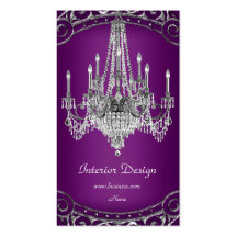 Elegant Silver Plum Chandelier Interior Design Business Card Template