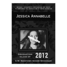 Elegant Simple Black Floral Photo Graduation Personalised Announcement
