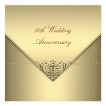 Elegant Simple Pure Gold 50th Wedding Anniversary Personalized Invitations