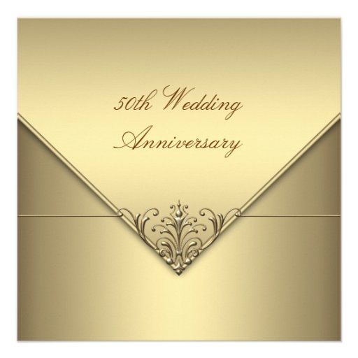 Elegant Simple Pure Gold 50th Wedding Anniversary Personalized Invitations