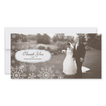 Elegant Snowflake Wedding Thank You Personalized Photo Card