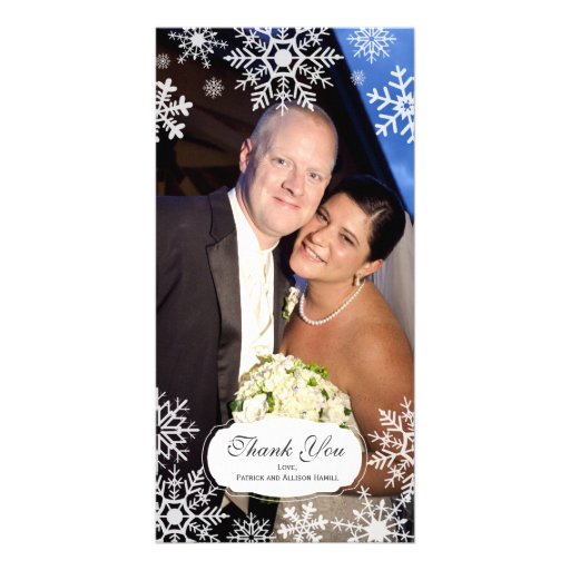 Elegant Snowflake Wedding Thank You Picture Card