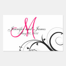 Elegant Swirl Monogram Wedding Wine Labels Rectangle Sticker
