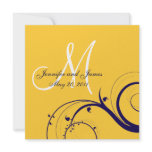 Elegant Swirl Yellow Navy Wedding Invitations