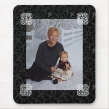 Elegant Swirls and Snowflakes Custom Photo Mouse Mat