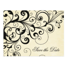 Elegant swirls save the date announcement postcard