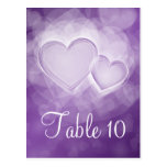Elegant Table Number Modern Hearts Purple Postcards