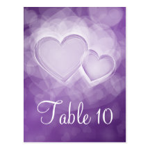 Elegant Table Number Modern Hearts Purple Postcards