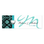 Elegant Teal Blue / Black Damask Favour Tags Business Cards