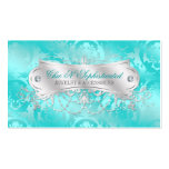 Elegant Teal Blue Damask Swirl Business Cards