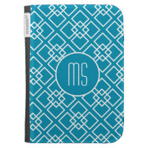 Elegant Teal Geometric Monogram Pattern Case For Kindle