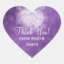 Elegant  Thank you Modern Hearts Purple Heart Stickers