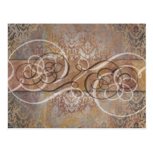 Elegant Thank You or RSVP Tuscan Damask Postcard