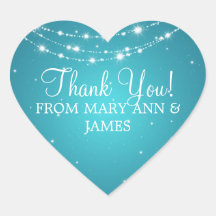 Elegant  Thank you Sparkling Chain Blue Stickers
