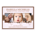 Elegant Three Photo Baby Girl Birth Announcement