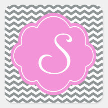 Elegant, trendy, classic grey chevron monogram stickers