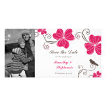 Elegant tropical flowers and bird save the date photo card