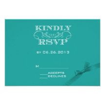 Elegant Turquoise  RSVP Card with Ribbon Announcements