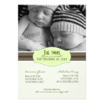 Elegant Twins Birth Announcement: Lime Green