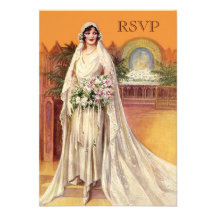 Elegant Vintage 1930s Bride Bridal Shower RSVP Invites