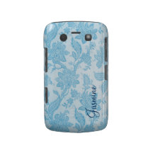 Elegant Vintage Blue Floral Wallpaper Personalised Blackberry Bold Covers