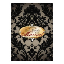 Elegant vintage formal damask rehearsal dinner invite