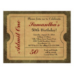 Elegant Vintage Gold Admit One Ticket Invitations