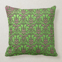 Elegant Vintage Green Pink Damask American MoJo Pi Pillow