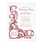Elegant Vintage Maroon Graduation Party Invitation
