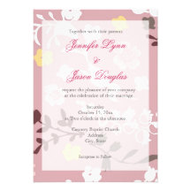 Elegant Vintage Pink Floral Wedding Invitation