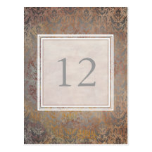 Elegant Vintage Tuscan Damask Table Numbers Postcards