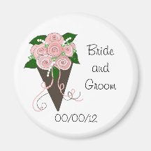 Elegant Wedding Bouquet Save the Date Refrigerator Magnets