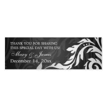 Elegant Wedding Favour Tag Swirly Flourish Black Business Card Template