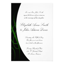 Elegant Wedding Invitation Black and Green
