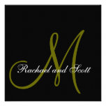 Elegant Wedding Invitations Monogram Names Black