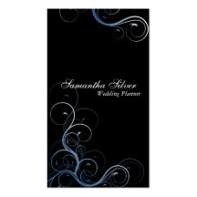 Elegant Wedding Planner Business Card - Blue Swirl