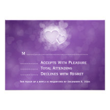 Elegant Wedding RSVP Modern Hearts Purple Custom Invite