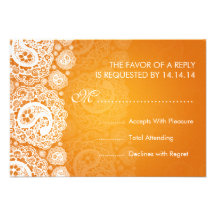 Elegant Wedding RSVP Paisley Lace Orange Invitations