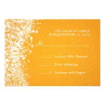 Elegant Wedding RSVP Sparkling Wave Orange Personalised Invitations