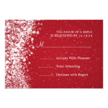 Elegant Wedding RSVP Sparkling Wave Red Custom Announcement