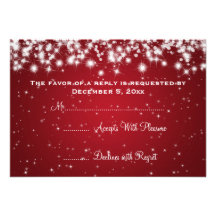 Elegant Wedding RSVP Winter Sparkle Red Invitation