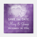Elegant Wedding "Save The Date" Modern Hearts Purp Refrigerator Magnets