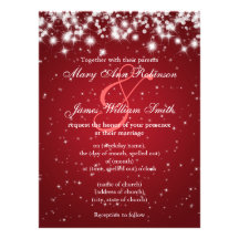 Elegant Wedding Save The Date Winter Sparkle Red Personalised Invitation