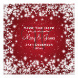 Elegant Wedding Save The Date Winter Sparkle Red Custom Announcement