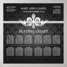 Elegant Wedding Seating Chart Fleur De Lis Black Print