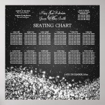 Elegant Wedding Seating Chart Sparkling Wave Black Print