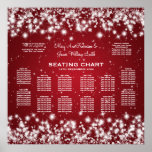 Elegant Wedding Seating Chart Winter Sparkle Red Posters