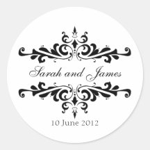 Elegant Wedding Stickers with Names and Date