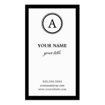 Elegant White and Black Monogram Business Cards