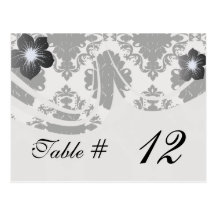 elegant white and black romantic damask postcards